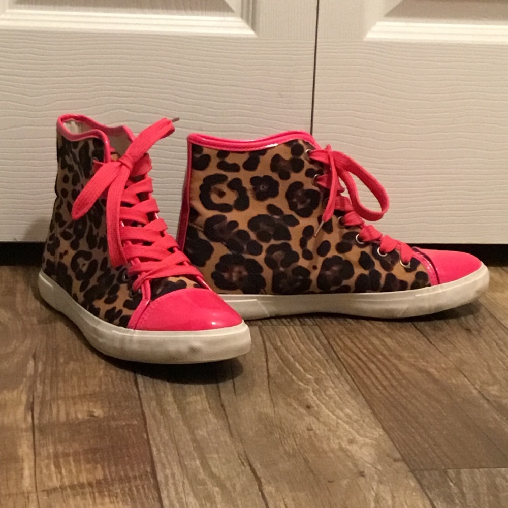 Forever 21 leopard and hot pink high tops